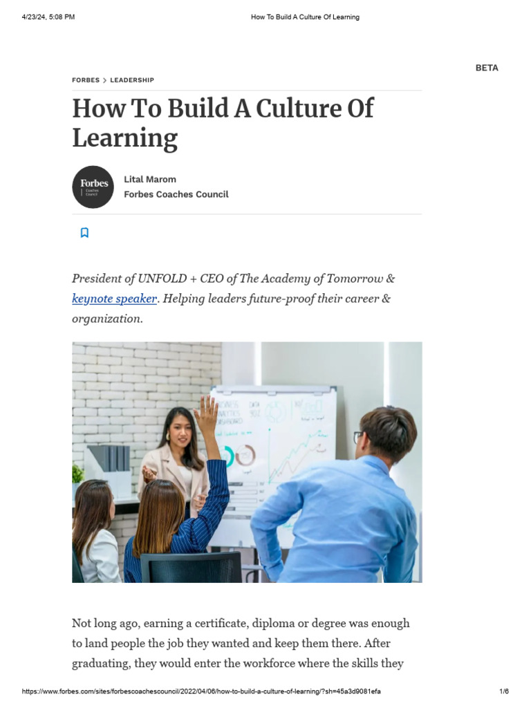Build a Learning Culture in Organizations | PDF | Learning | Mentorship