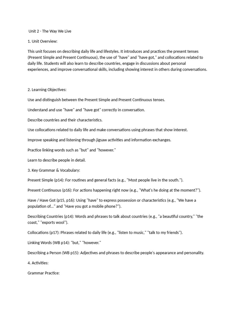 Unit 2 A2 | PDF