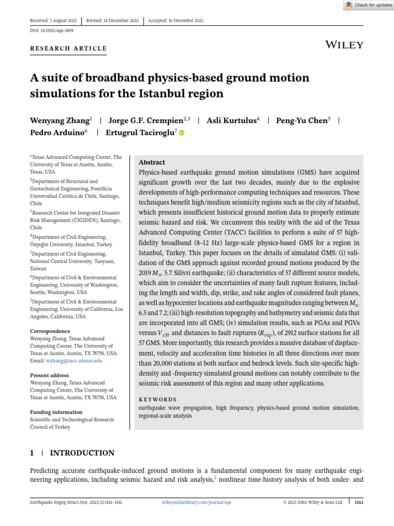 Istanbul Earthquake Ground Motion Simulations | PDF | Earthquakes ...
