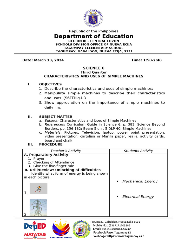 Simple Machines Lesson Plan | PDF | Machines