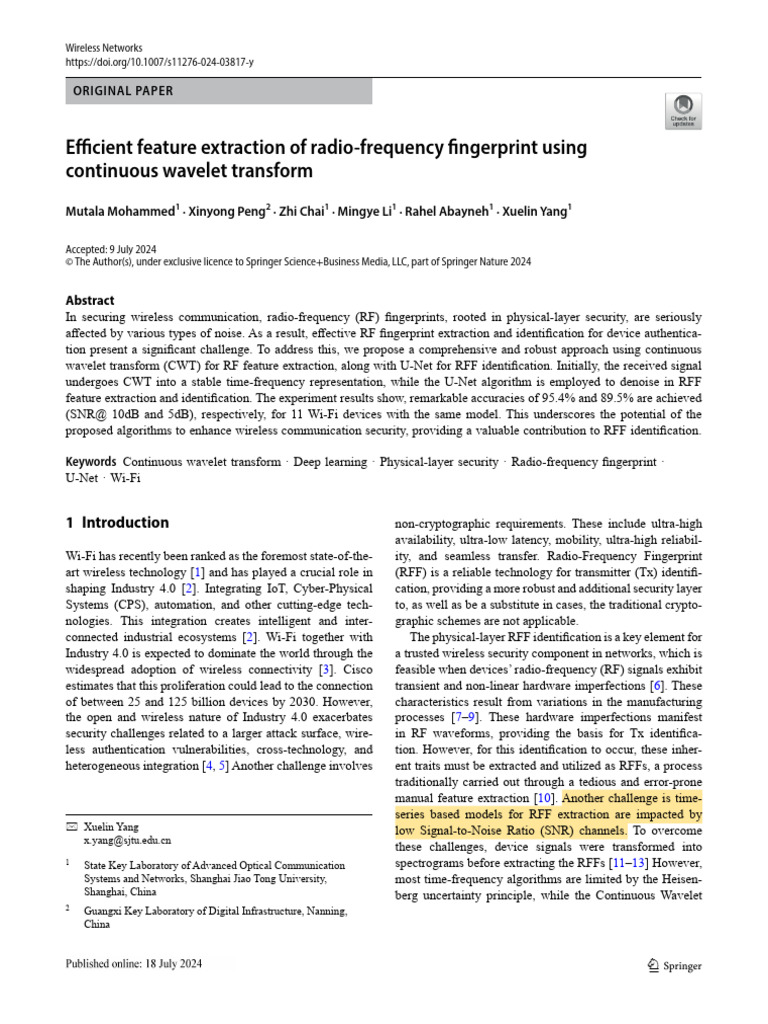 Efficient Feature Extraction of Radio-Frequency Fingerprint using ...
