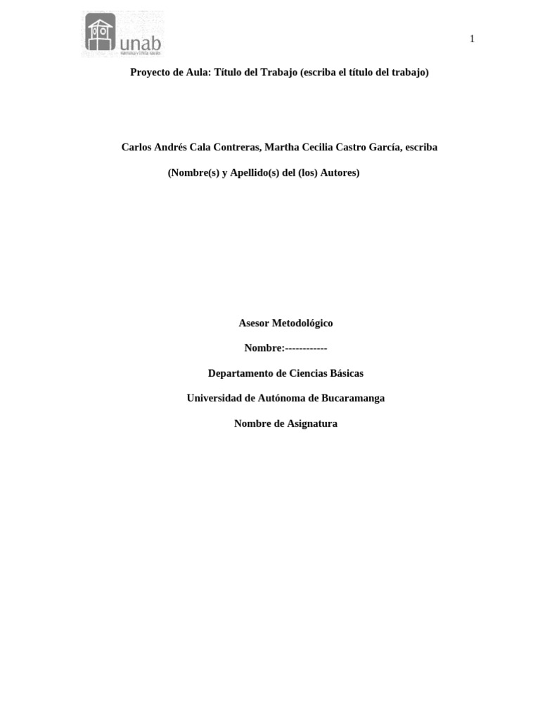 Proyecto de Aula: Guía Metodológica | PDF | Institución | Estilo apa