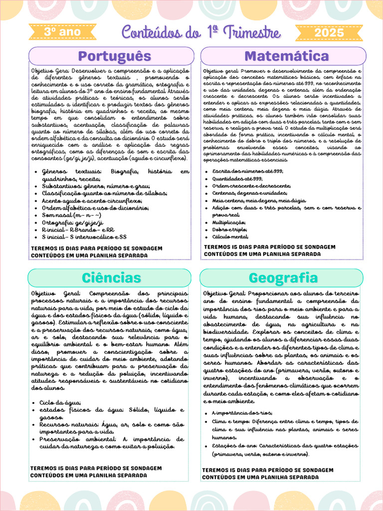 Conteúdos Educacionais 3º Ano Fundamental | PDF | Ambiente natural ...