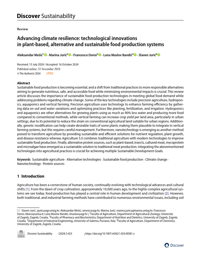 Climate-Resilient Sustainable Food Tech | PDF | Agriculture | Aquaponics