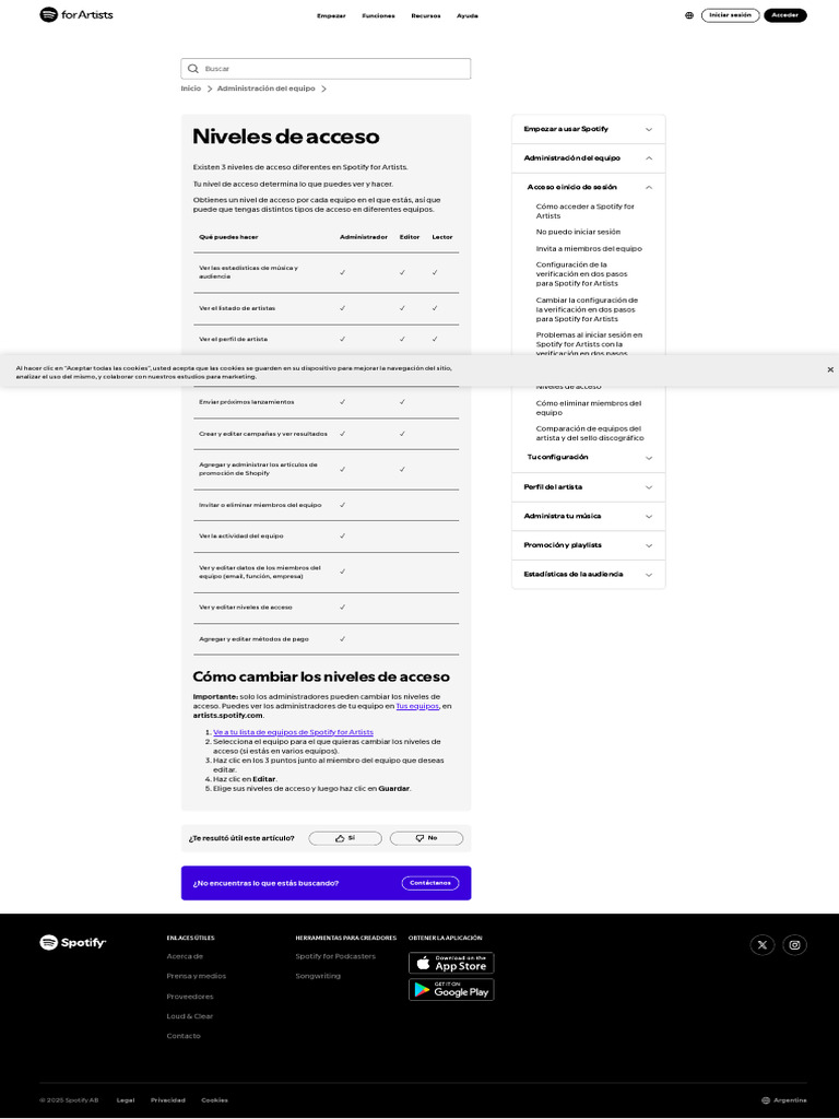 Niveles de acceso en Spotify for Artists | PDF | Cookie HTTP | Spotify