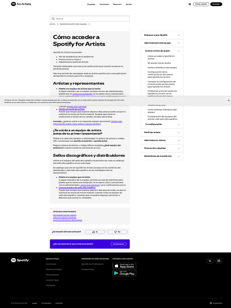 Acceso a Spotify for Artists: Guía Rápida | PDF | Spotify | Cookie HTTP