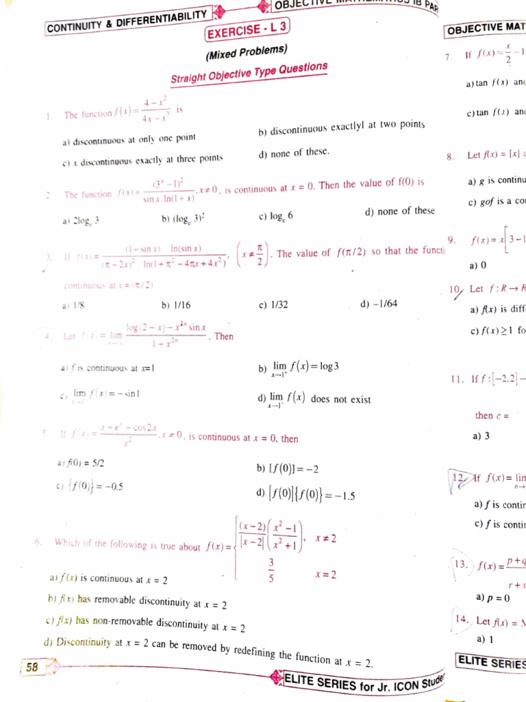 Continuity and Differentiability Exercises | PDF