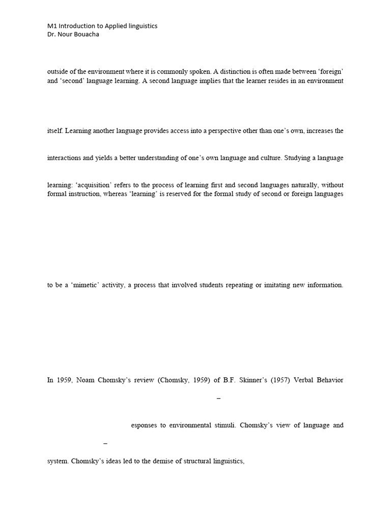 Foreign Language Learning and Teaching: M1 Introduction To Applied ...