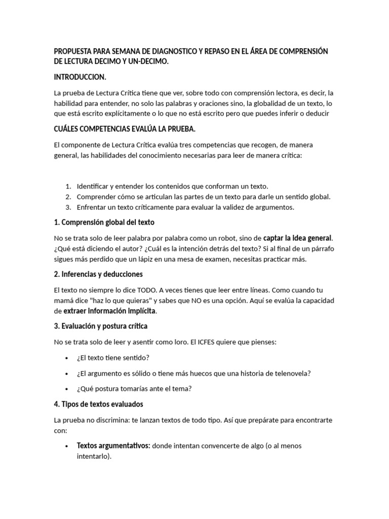 Semana de Repaso de Lectura Crítica | PDF | Razonamiento deductivo ...