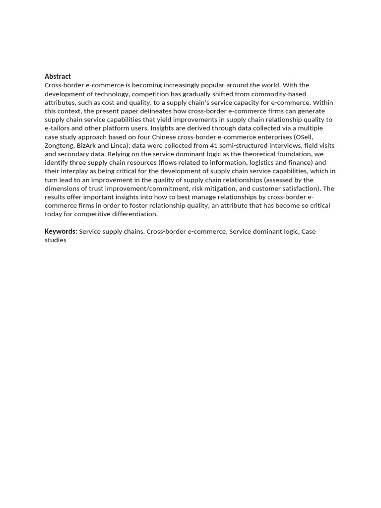 Enhancing Cross-Border Supply Chains | PDF | E Commerce | Supply Chain