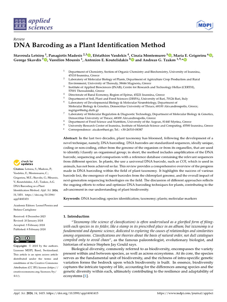 DNA Barcoding for Plant Identification | PDF | Dna Sequencing | Species