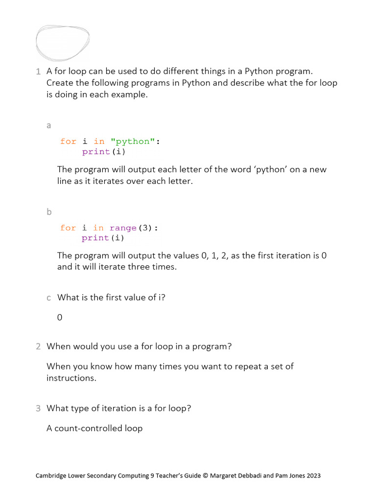 For Loop Examples in Python Programming | PDF