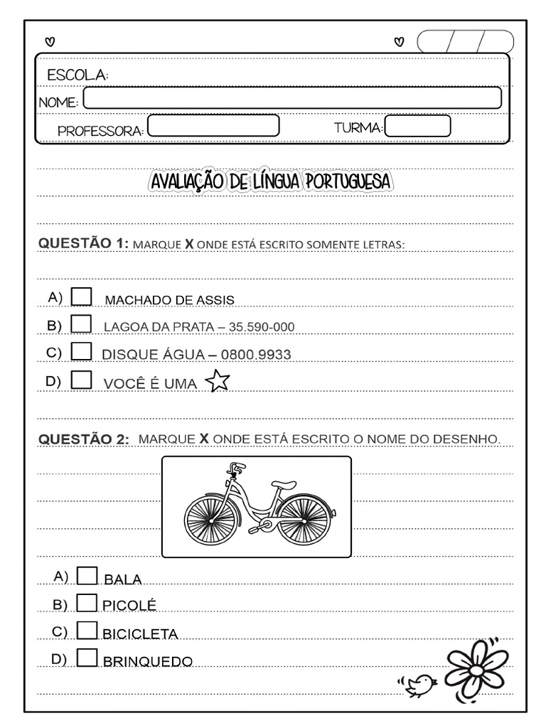 Avaliacao de Portugues 2 Ano PDF | PDF