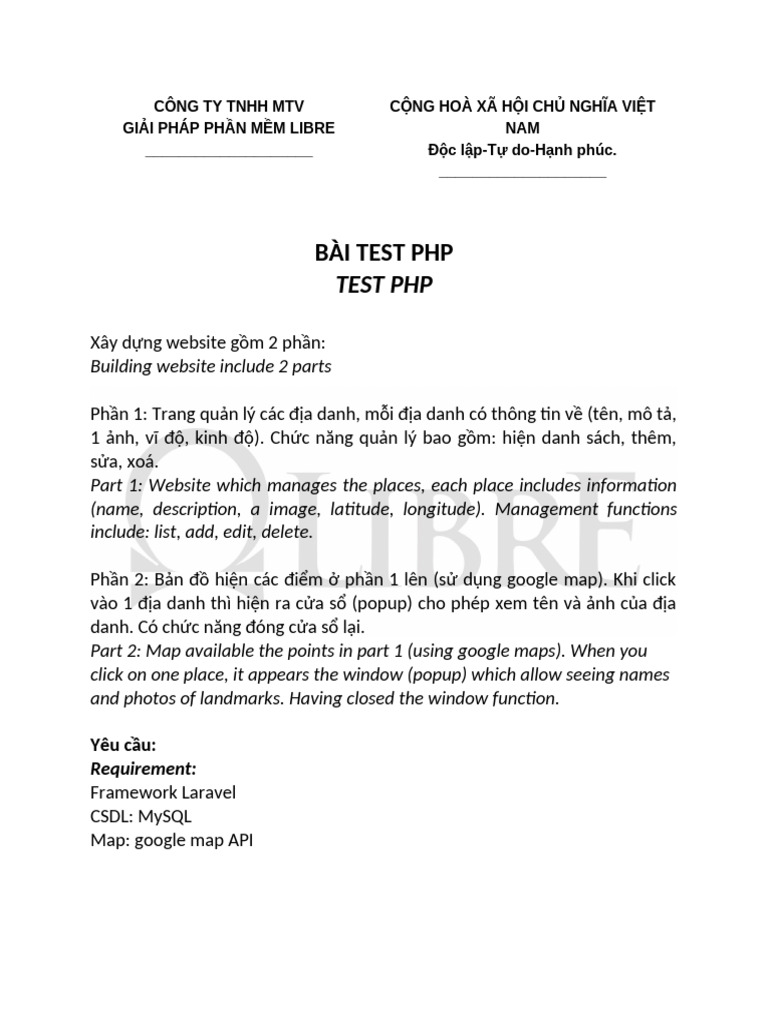 Bài Test PHP 2016 (LL) | PDF