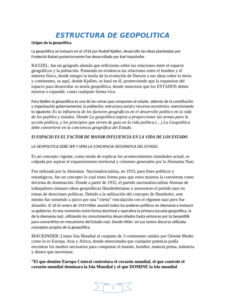 Geopolítica: Orígenes y Evolución Histórica | PDF | Ruanda | Política ...