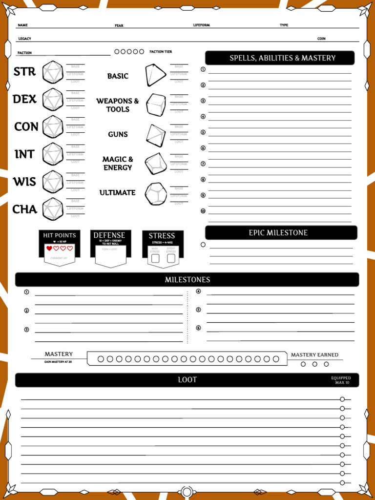 valentia character sheet 3.2 | PDF | Role Playing Games | Gaming