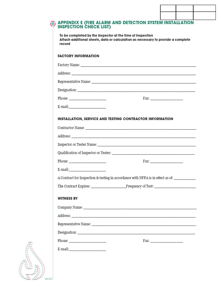 Fire Alarm System Inspection Checklist | PDF | Fire Sprinkler System ...