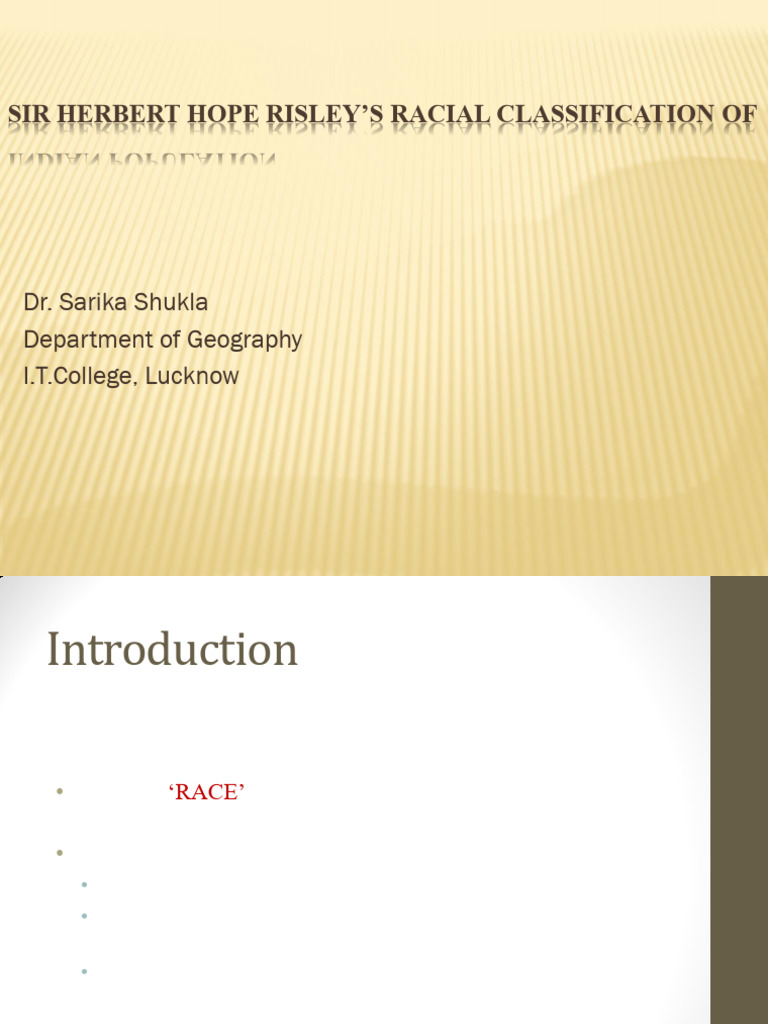 Risley's Racial Classification of India | PDF | Race (Human ...