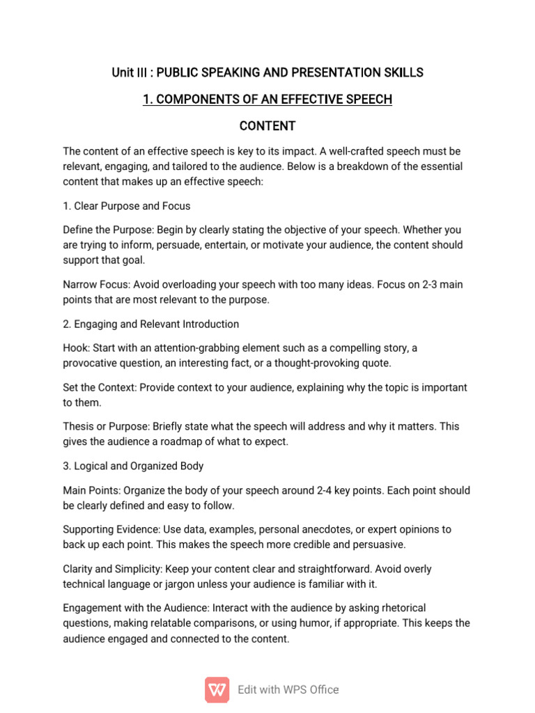 Unit III Public Speaking | PDF | Public Speaking | Infographics