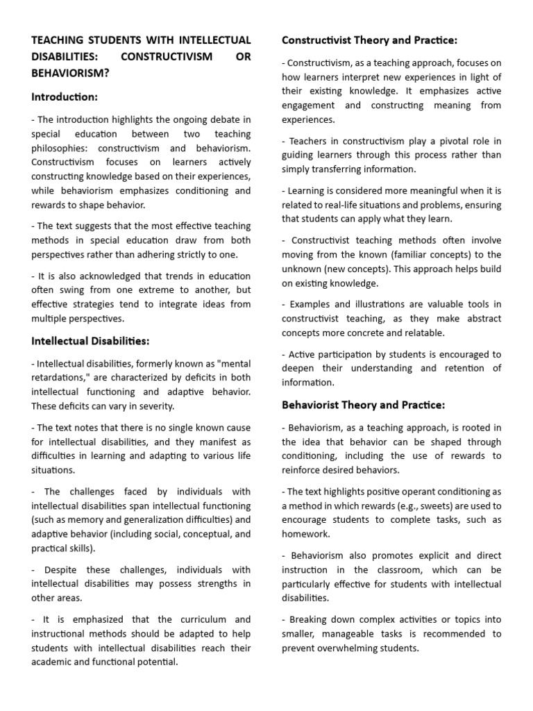 Teaching Strategies for Intellectual Disabilities | PDF ...