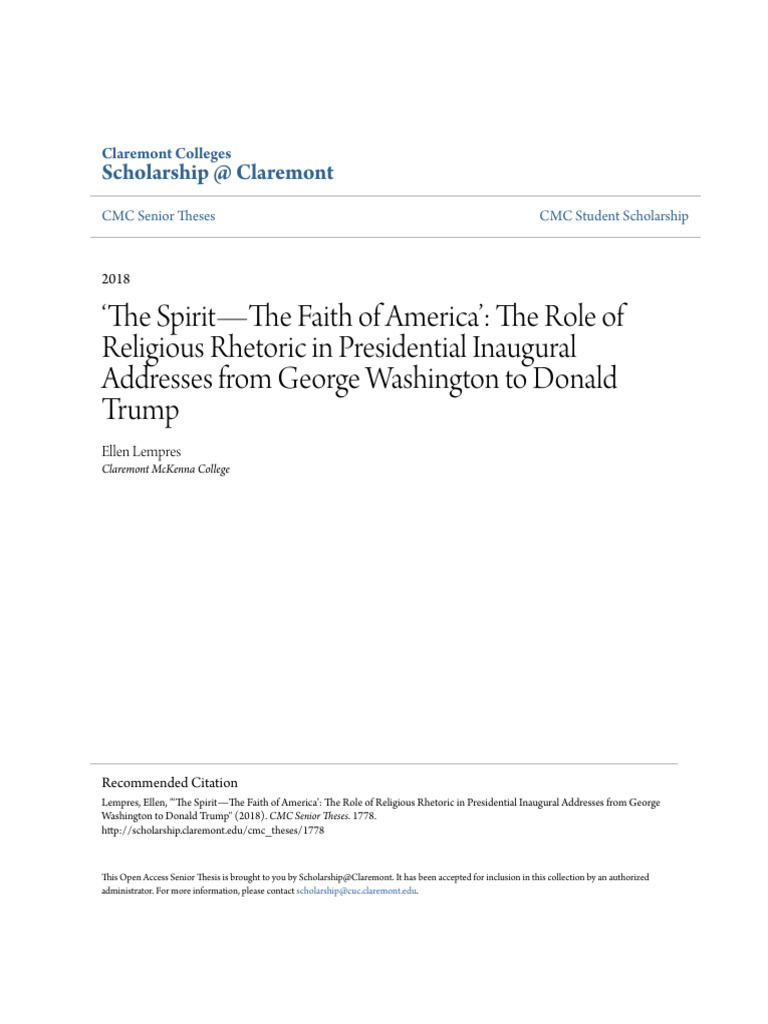 Religious Rhetoric in US Inaugurals | PDF | Theodore Roosevelt ...