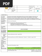 Grade 9 Exponents Lesson Plans | PDF | Exponentiation | Mathematics