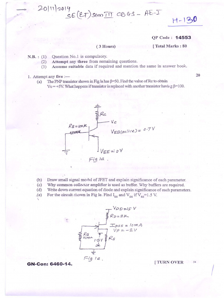 S E Sem III DEC 2014 EXTC | PDF