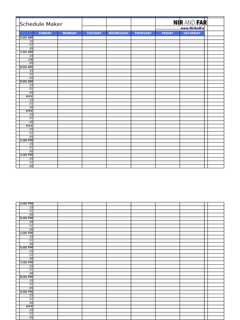 Weekly Timebox Schedule Template | PDF