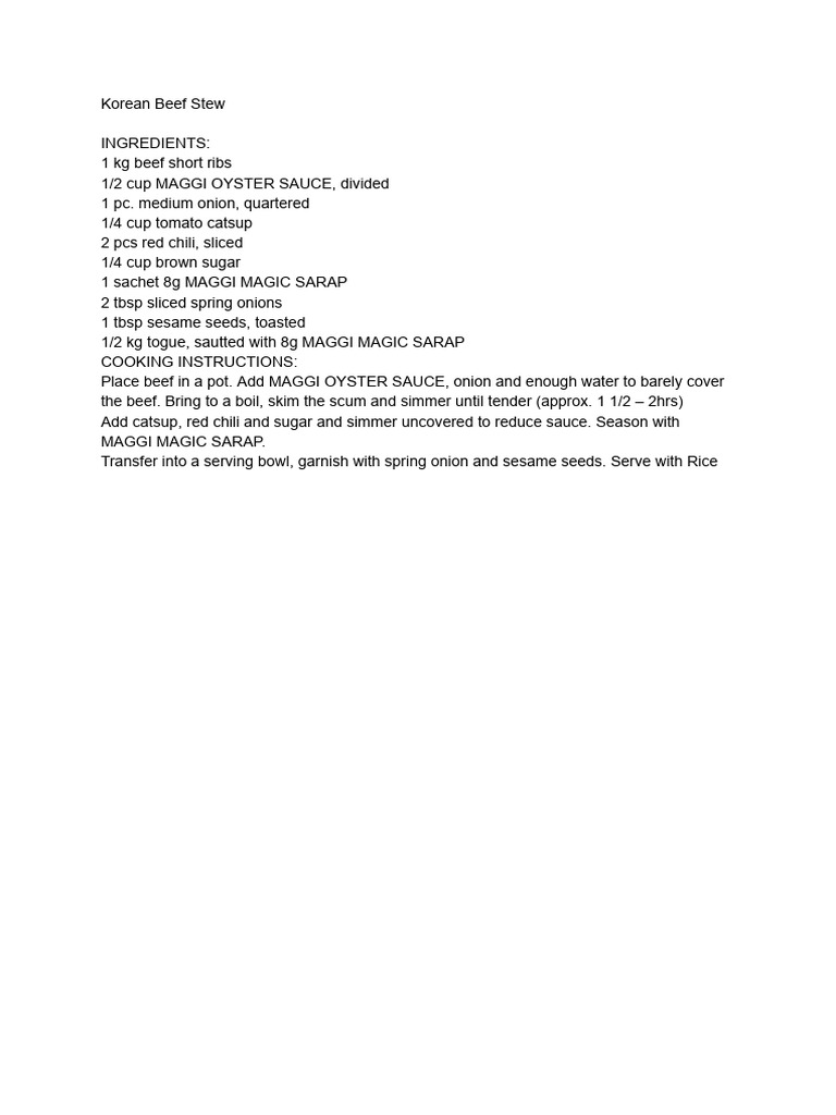 Beef Stew | PDF