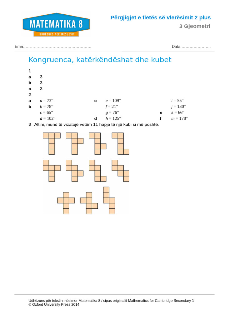 0308 - Flete Vleresimi 2 Plus - Pergjigjet - Figurat Gjeometrike | PDF