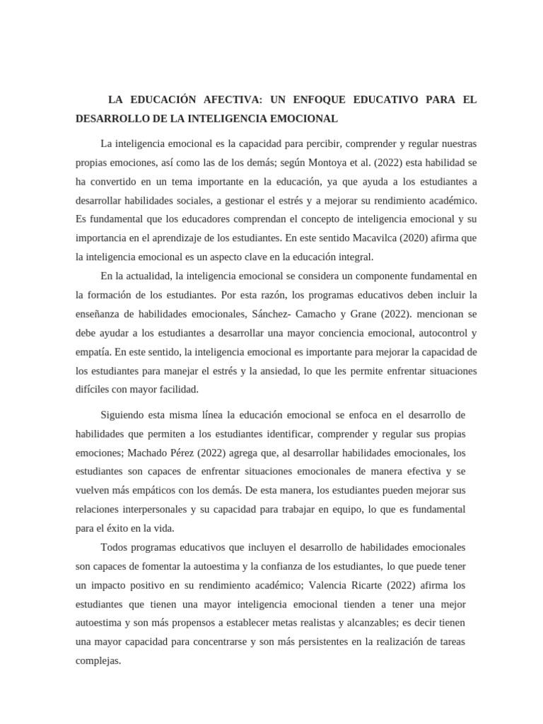 Educación Afectiva e Inteligencia Emocional | PDF | Las emociones ...