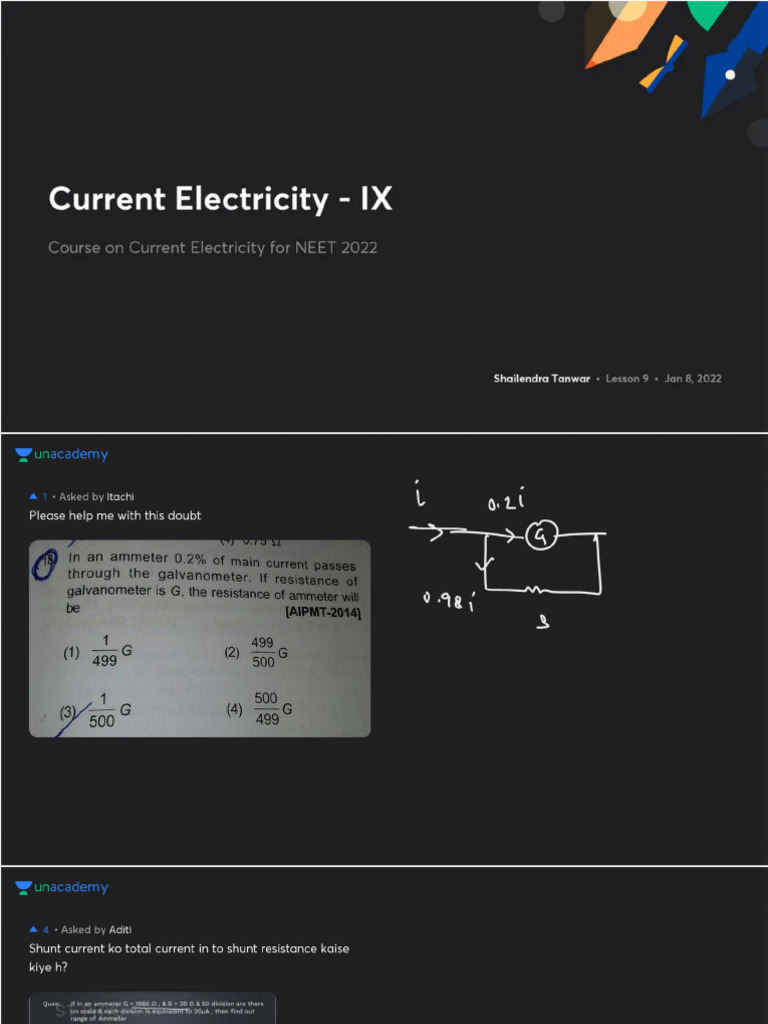 Current Electricity Lec 9 | PDF