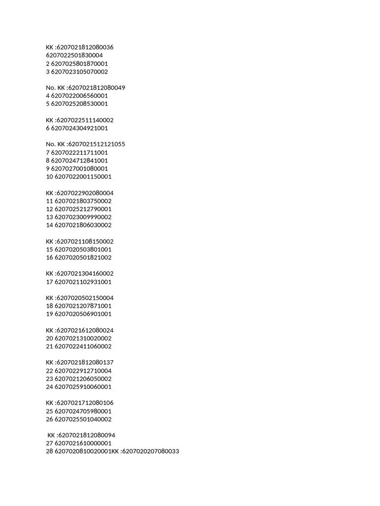 List of KK Numbers and Codes | PDF | Conceptions Of God | Religious ...