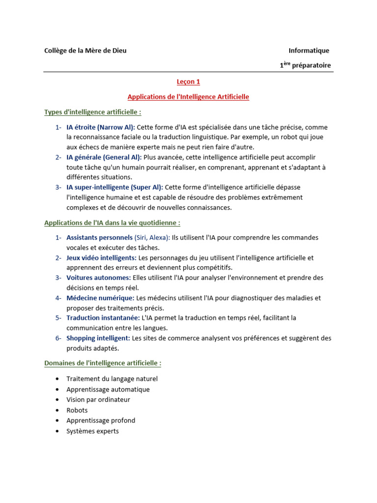 Applications de l'Intelligence Artificielle | PDF | Intelligence ...