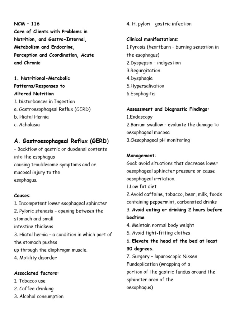 Nutrition and Gastrointestinal Disorders | PDF | Esophagus ...