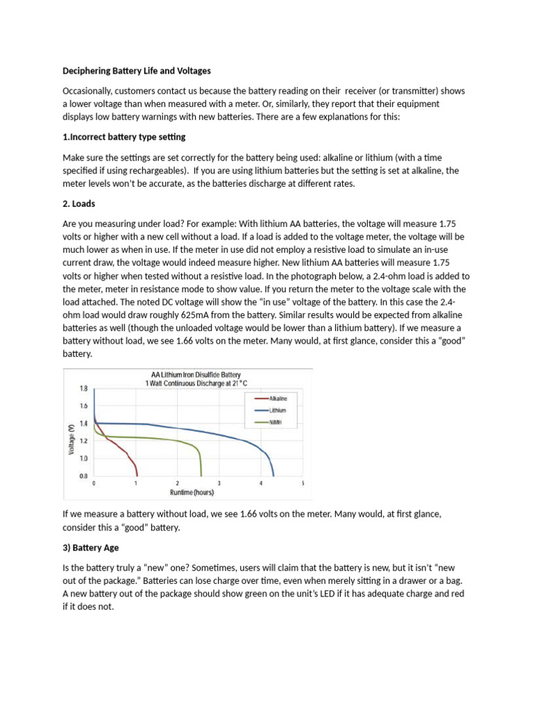 Understanding Battery Voltage Readings | PDF