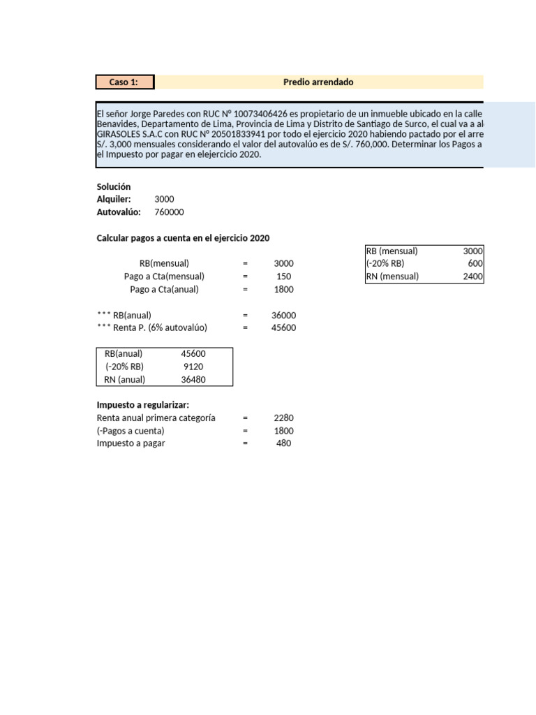 Cálculo de Impuestos y Rentas 2020-2024 | PDF