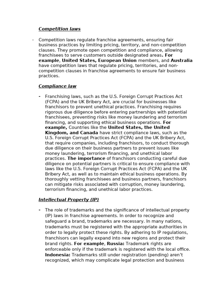 Essential Franchise Law Guidelines | PDF | Franchising | Intellectual ...