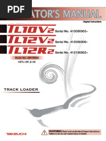 Takeuchi TL12V2 Track Loader Operator's Manual