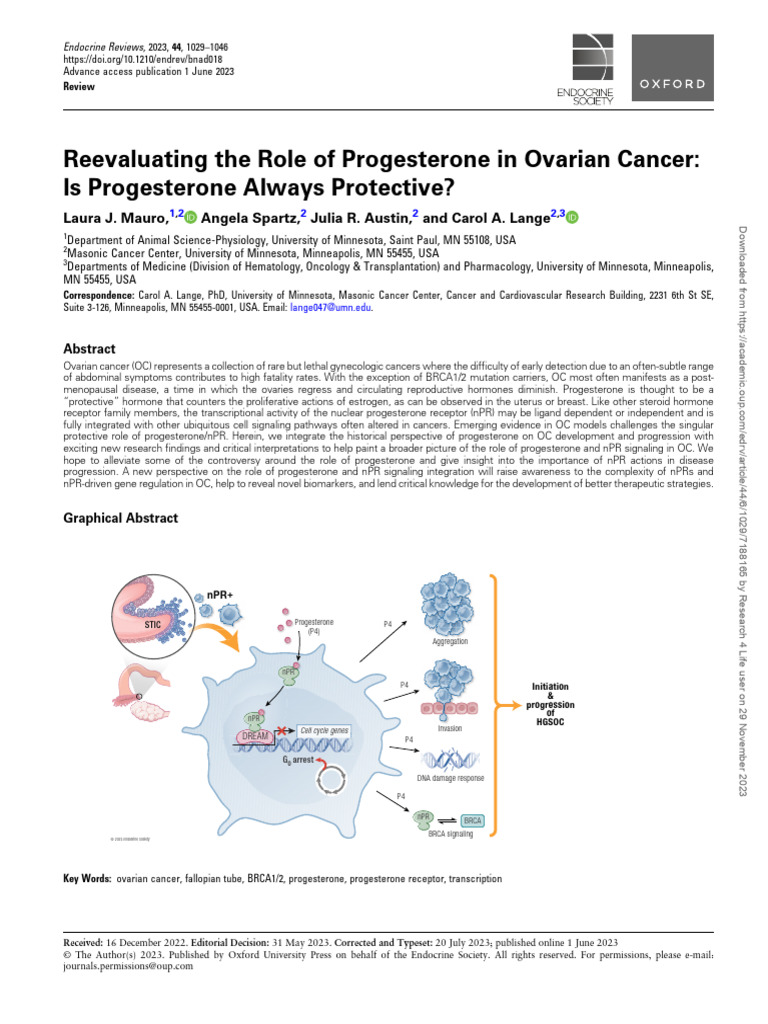 Progesterone's Complex Role in Ovarian Cancer | PDF | Ovarian Cancer ...