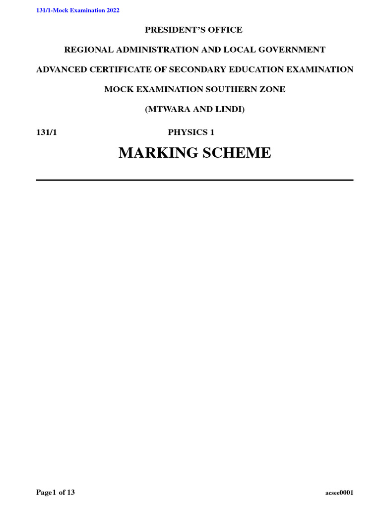 2022 Physics Mock Exam Marking Scheme | PDF | P–N Junction | Diode