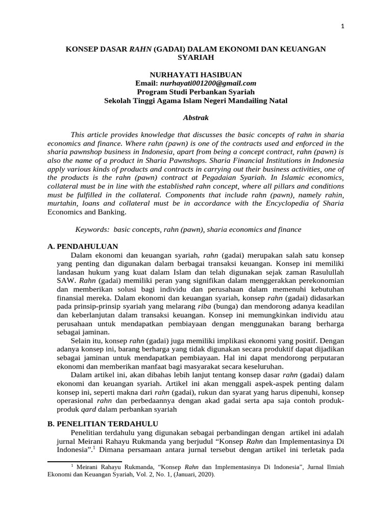 Konsep Rahn dalam Ekonomi Syariah | PDF