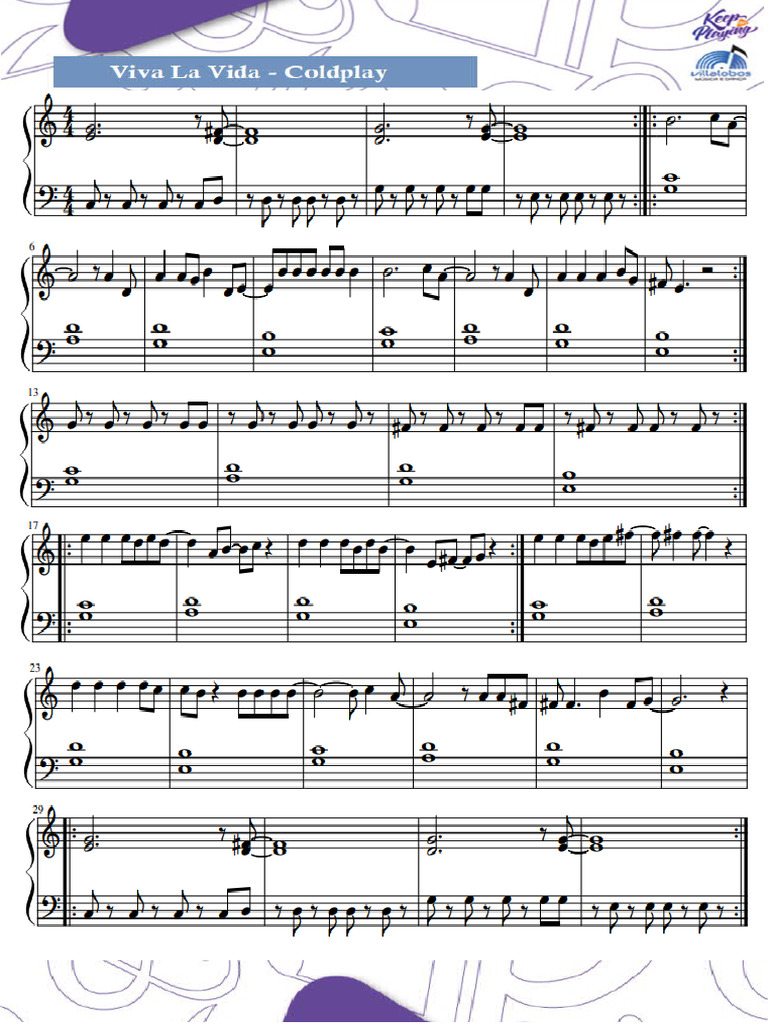 Partituras Viva La Vida Coldplay PDF
