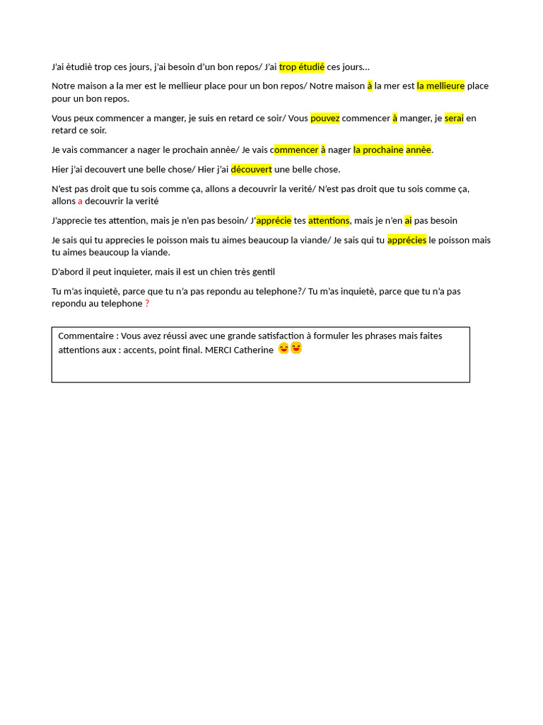 Corrections de phrases en français | PDF