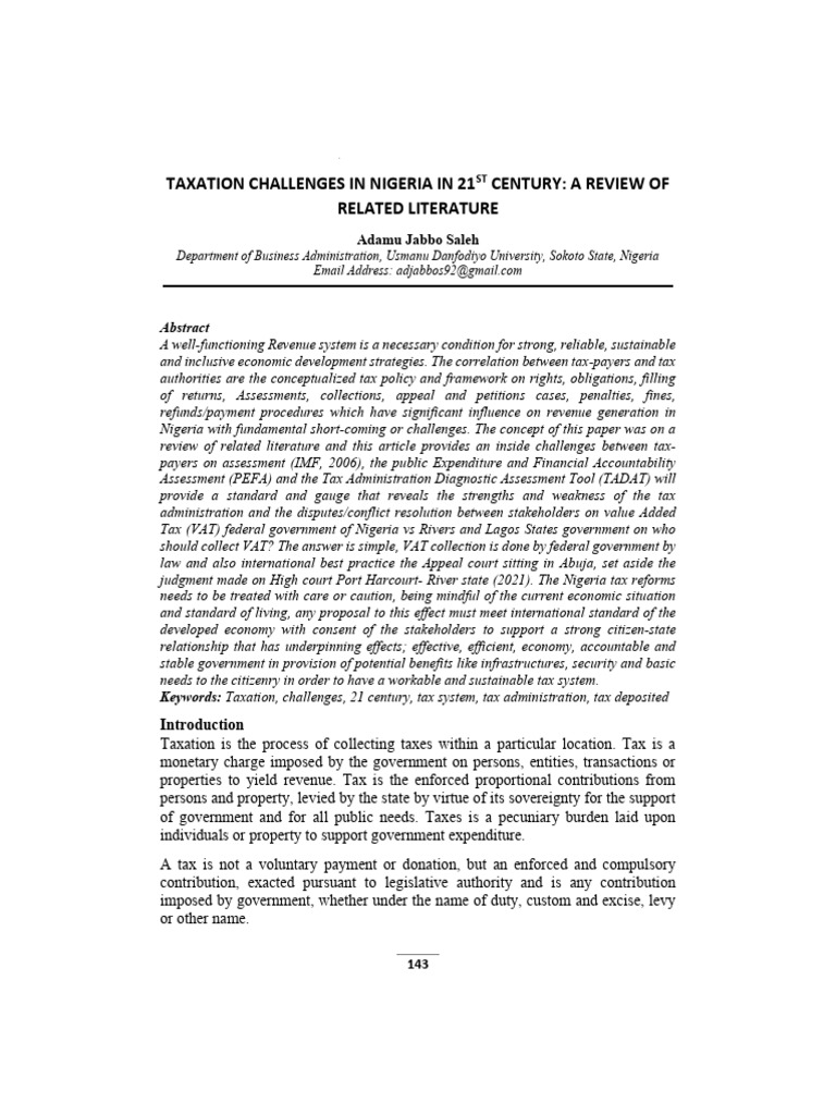 Taxation Challenges in 21st Century Nigeria | PDF | Taxes | Value Added Tax