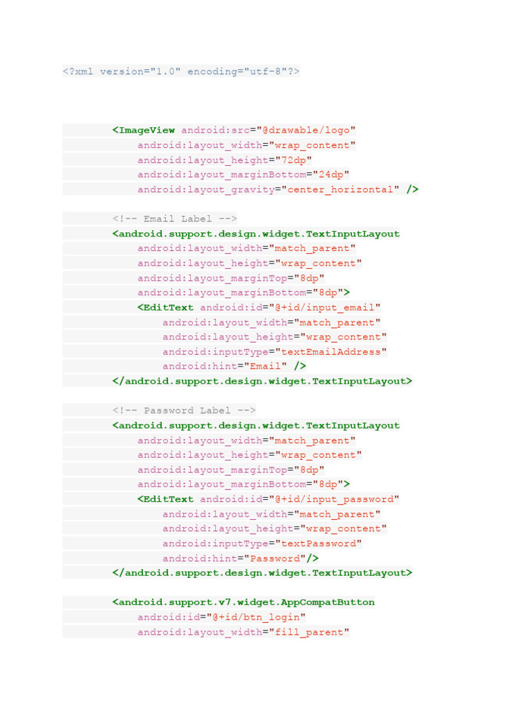 Android Login Screen XML Layout | PDF