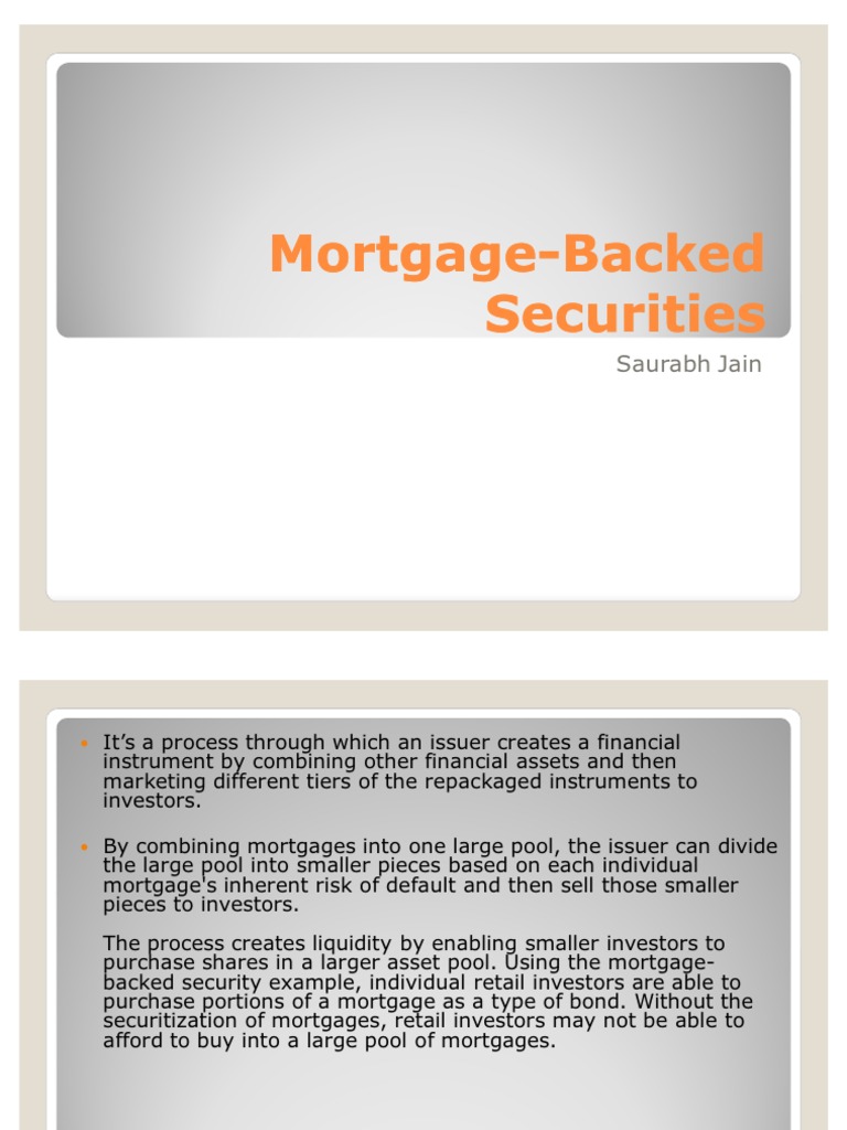 Mortgage Backed Securities PDF Securitization Prepayment Of Loan