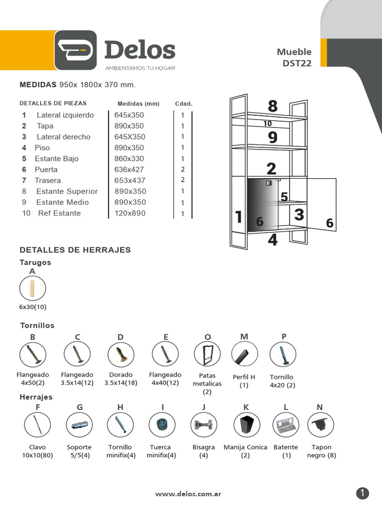 Manual de armado mueble DST22 | PDF | Carpintería | Metalurgia