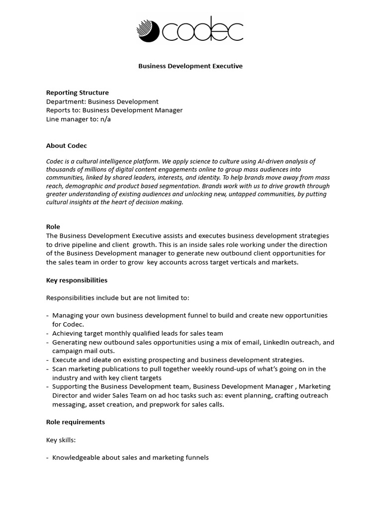 Business Development Executive Overview | PDF | Business Development ...