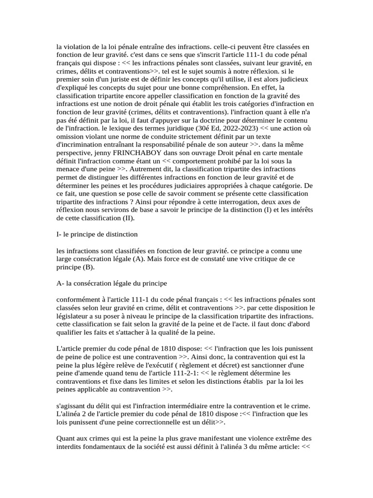 Classification tripartite des infractions | PDF | Crimes | Crime et ...
